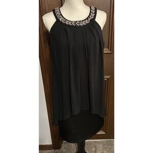 En Focus Studio Women's Sleeveless Black Dress With Rhinestone Accent, Size 10